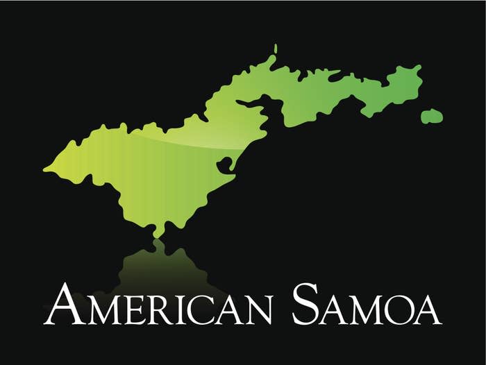 Stylized map of American Samoa with gradient, above the territory's name