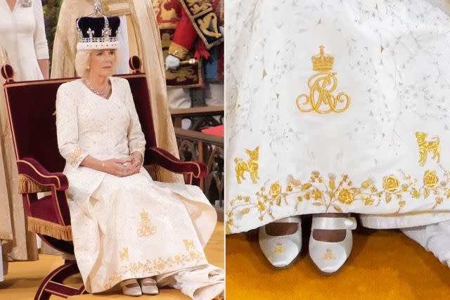 Jonathan Brady - WPA Pool/Getty; Andrew Matthews - WPA Pool/Getty Queen Camilla's outfit for the coronation on May 6, 2023