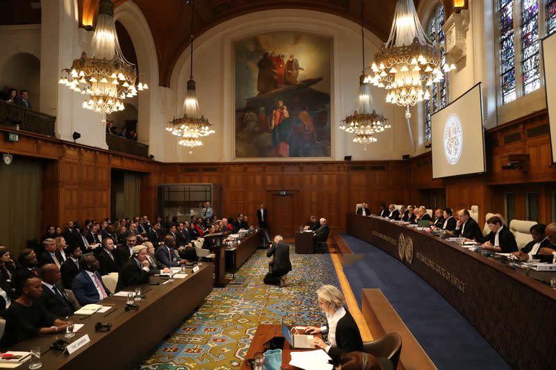 General view of the courtroom during a hearing at International Court of Justice in The Hague