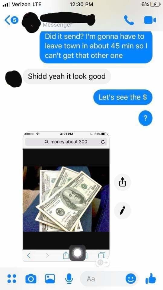 person asks a scammer to show their money and they show a screenshot of money