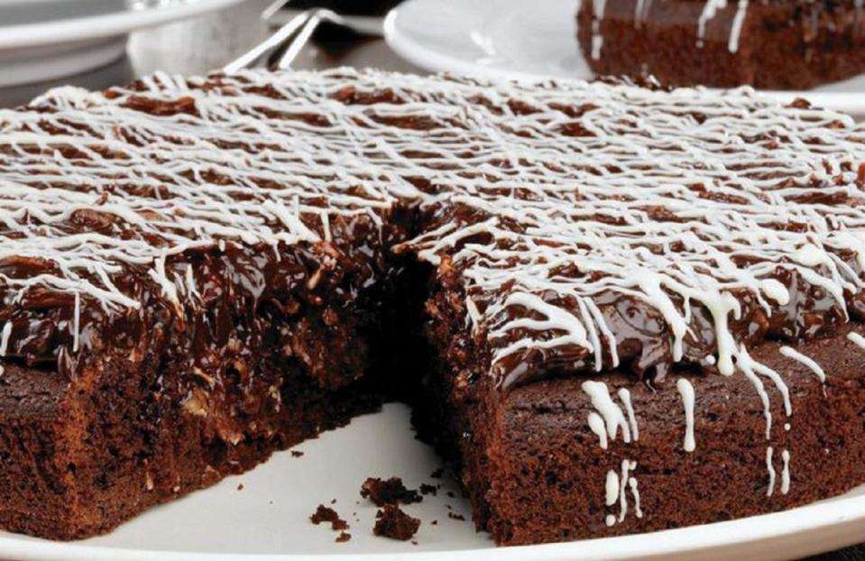 Double Dark-Chocolate Cake with Chocolate Pecan Coconut Frosting