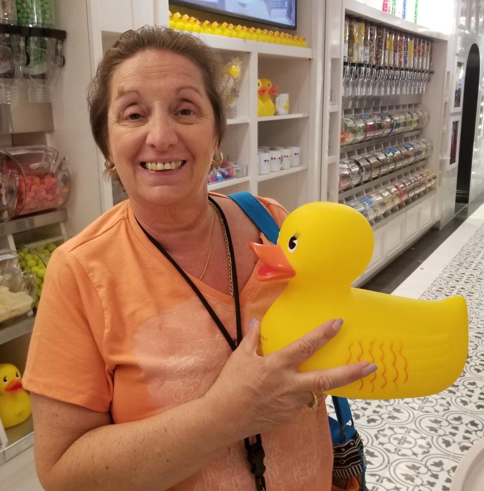 The late Vivian Meitzler holds a rubber duck at Hard Rock Hotel & Casino in Atlantic City in July 2018.