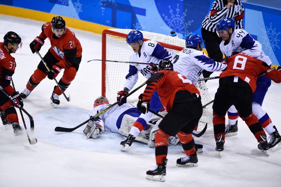 <p>While fights are rare in <a href="https://www.goodhousekeeping.com/life/entertainment/g5034/strangest-olympic-rules/?slide=10" rel="nofollow noopener" target="_blank" data-ylk="slk:Olympic hockey;elm:context_link;itc:0;sec:content-canvas" class="link ">Olympic hockey</a>, athletes don't want to start one, but they may want to finish it. While instigators get five minutes in the penalty box, those who drop the gloves second only get two. </p>