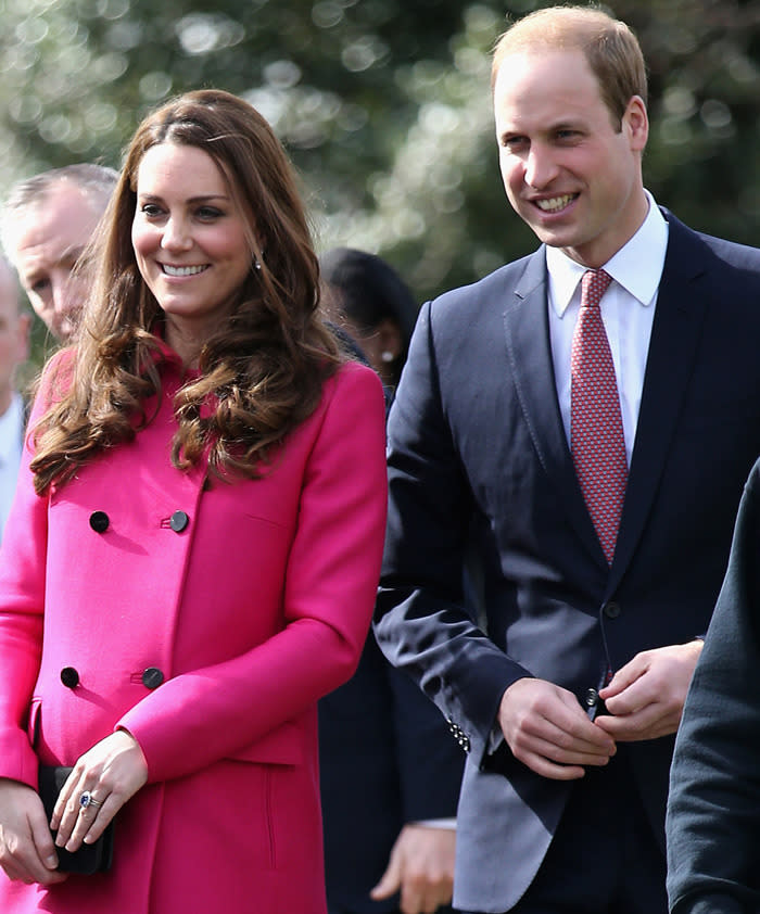 Kate Middleton pink coat, Prince William March 2015.