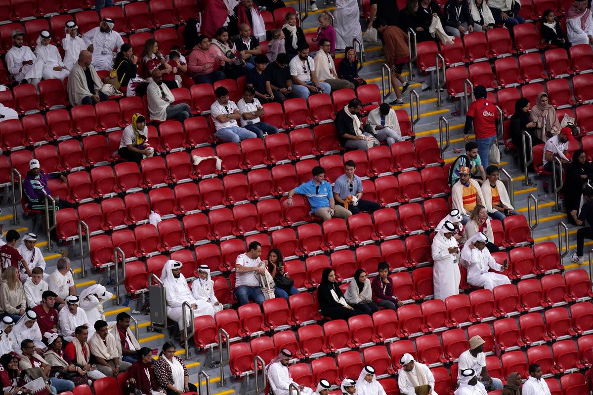 Many local fans left Qatar’s opening defeat to Ecuador early and the ground was virtually empty with 15 minutes to go (Adam Davy/PA) (PA Wire)