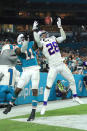 <p>E.J. Gaines #28 of the Buffalo Bills deflects the pass during the fourth quarter against the Miami Dolphins at Hard Rock Stadium on December 31, 2017 in Miami Gardens, Florida. (Photo by Mike Ehrmann/Getty Images) </p>