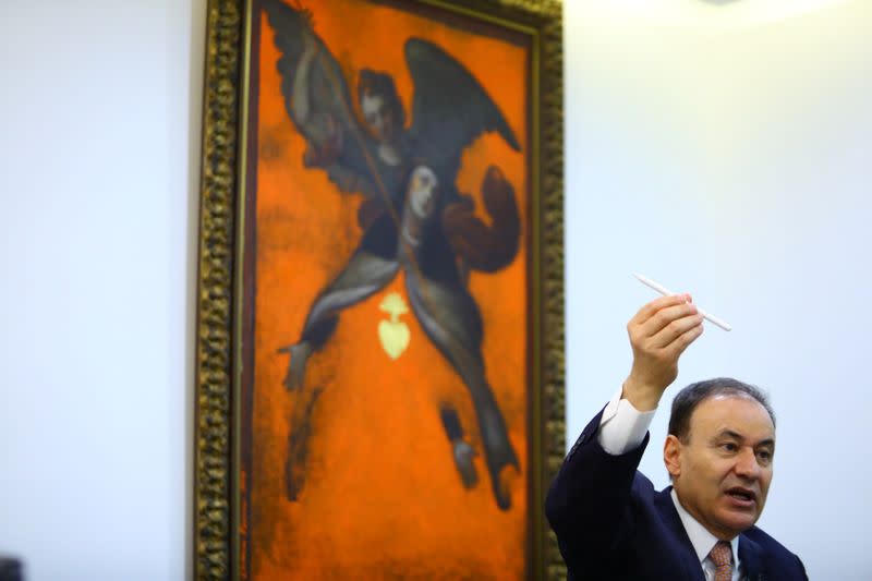 Alfonso Durazo, former security minister and candidate for governor in Sonora, gestures during an interview with Reuters in Mexico City