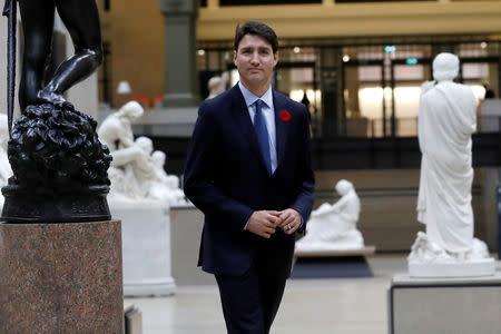 Canadian Prime Minister Justin Trudeau arrives at the official dinner at the Orsay Museum, as part of the commemoration ceremony for Armistice Day, 100 years after the end of the First World War, in Paris, France, November 10, 2018. Ian Langsdon/Pool via REUTERS