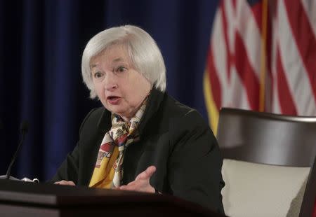 U.S. Federal Reserve Chair Janet Yellen speaks at a news conference following the two-day Federal Open Market Committee meeting in Washington March 18, 2015. REUTERS/Joshua Roberts