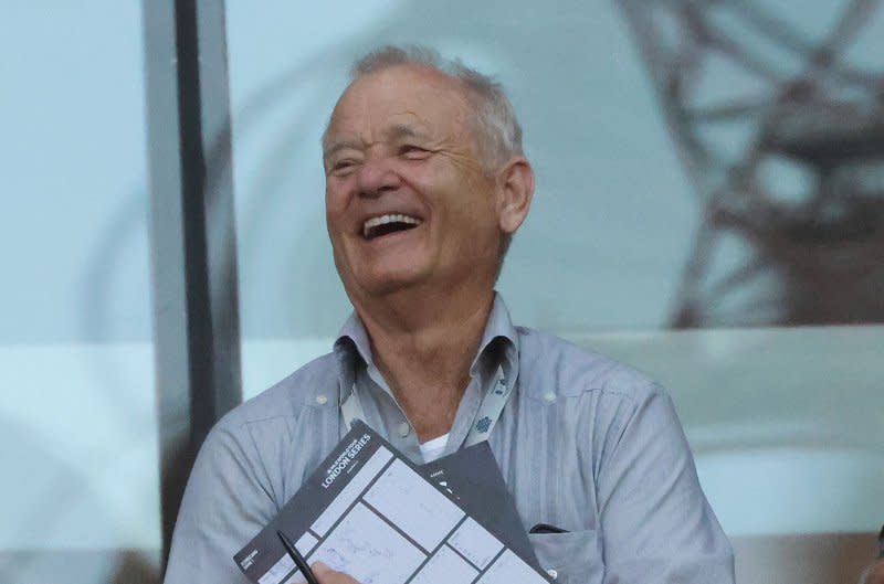 Bill Murray attends a Chicago Cubs and St. Louis Cardinals baseball game in London in 2023. File Photo by Hugo Philpott/UPI