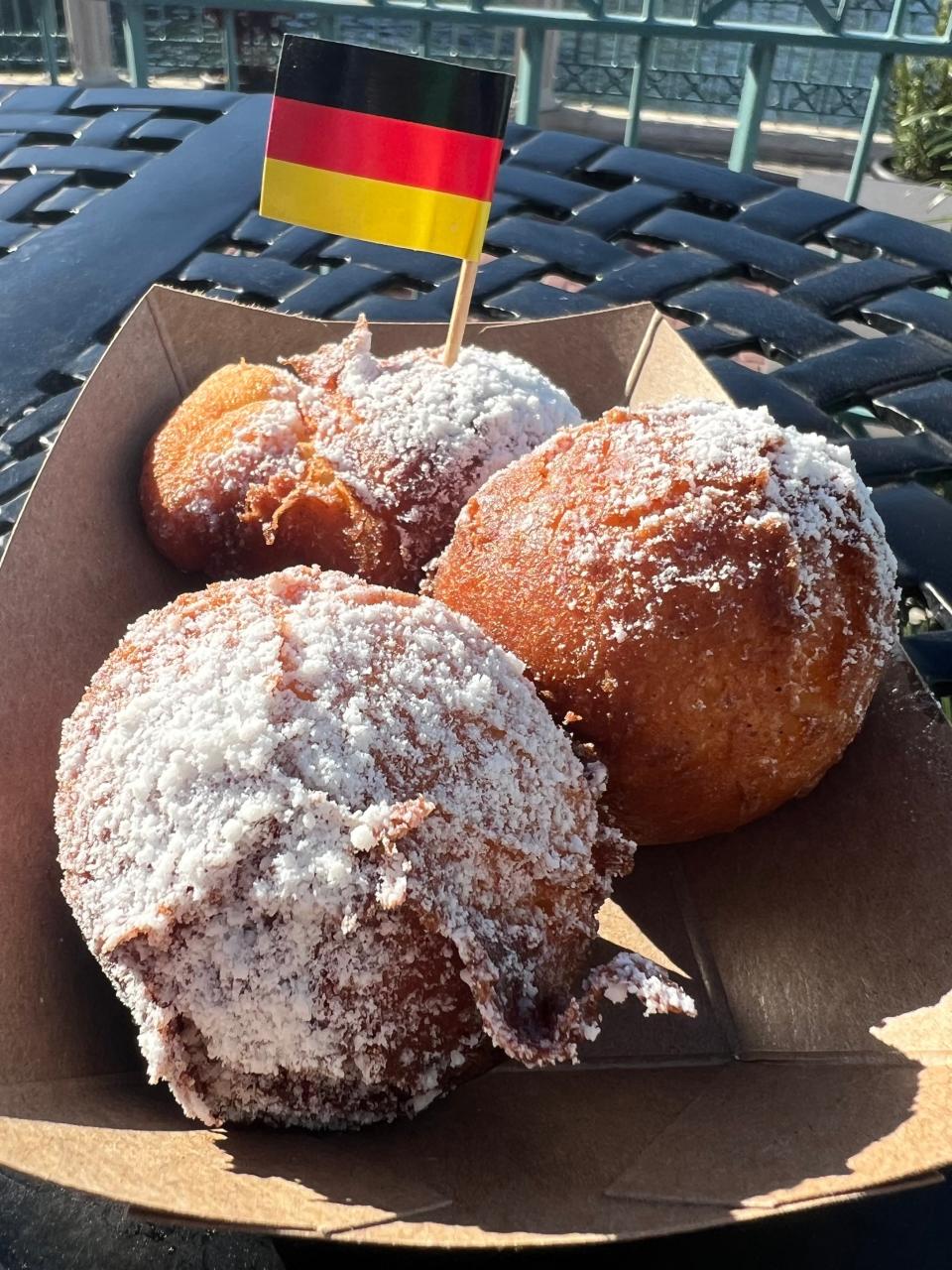 Chef Jens Dahlmann joked that Mutzen, a Karneval style beignet from his native Germany, is better than the beignets Americans are used to. Both kinds are available at Universal Orlando's Mardi Gras.