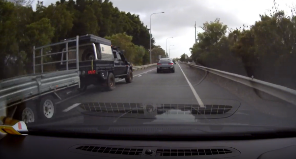 The second time the Landcruiser driver cut in front of the teenager was seconds later while the left lane merged into the right on the M1 northbound. Source: Reddit/Brief-Dig7570