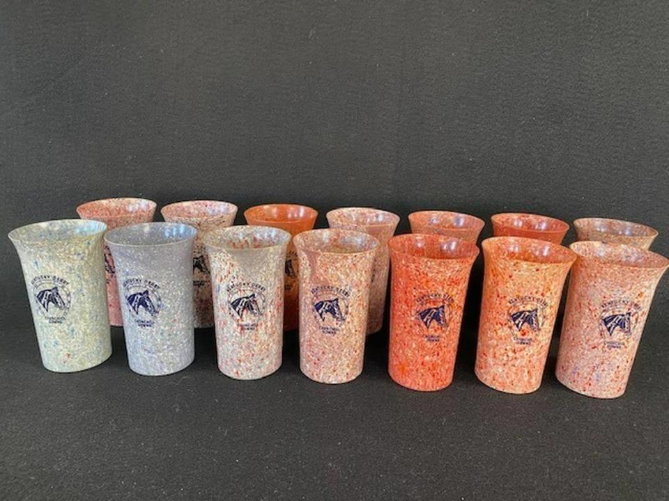 Rare Beetleware (an early plastic) Kentucky Derby mint julep cups, made during World War II, are part of the Caswell Prewitt auction.
