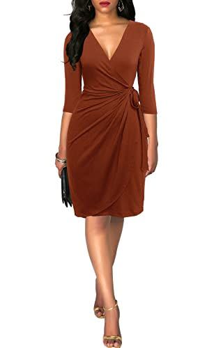 19) 3/4 Sleeve Wrap Dress