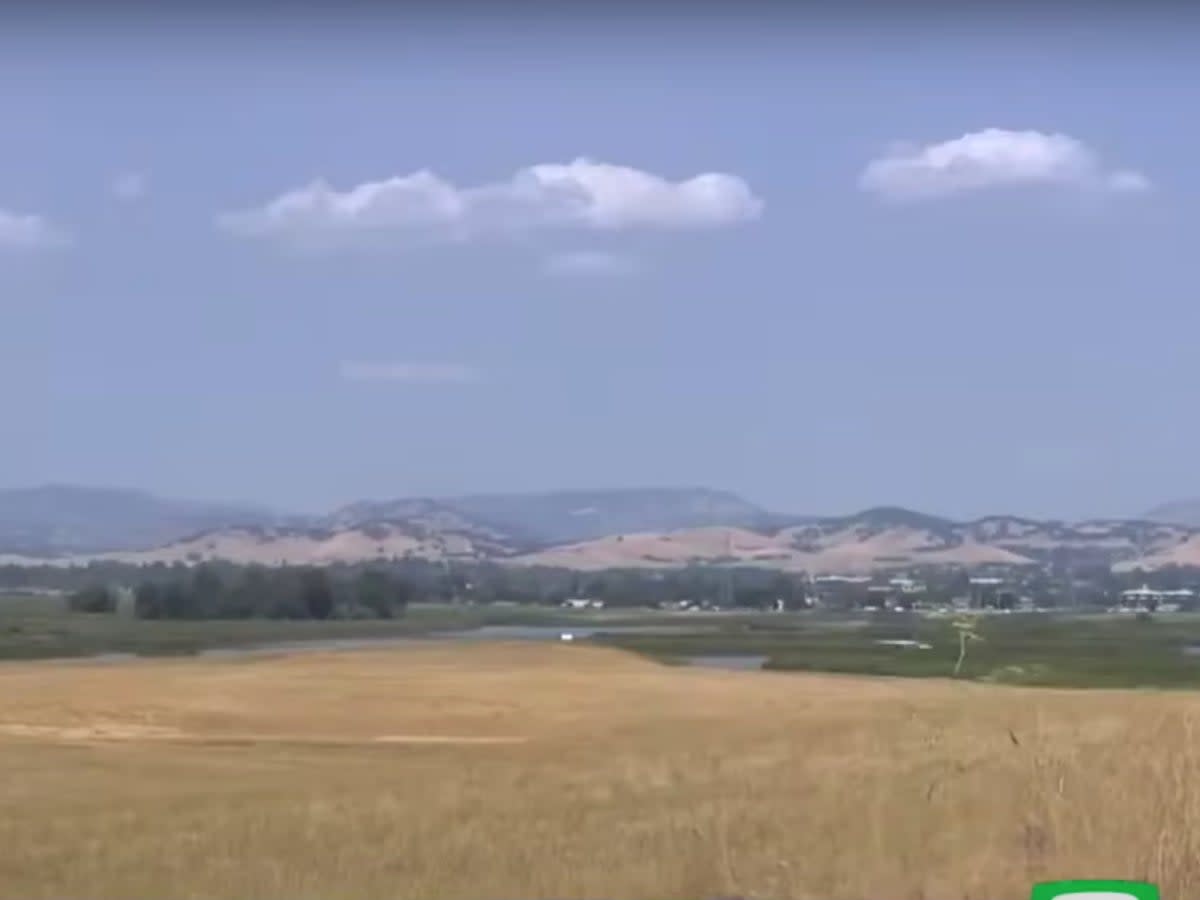 A sparse patch of land in Solano County, California, where a group of tech billionaires reportedly hope to build a city (screengrab/ KCRA 3)