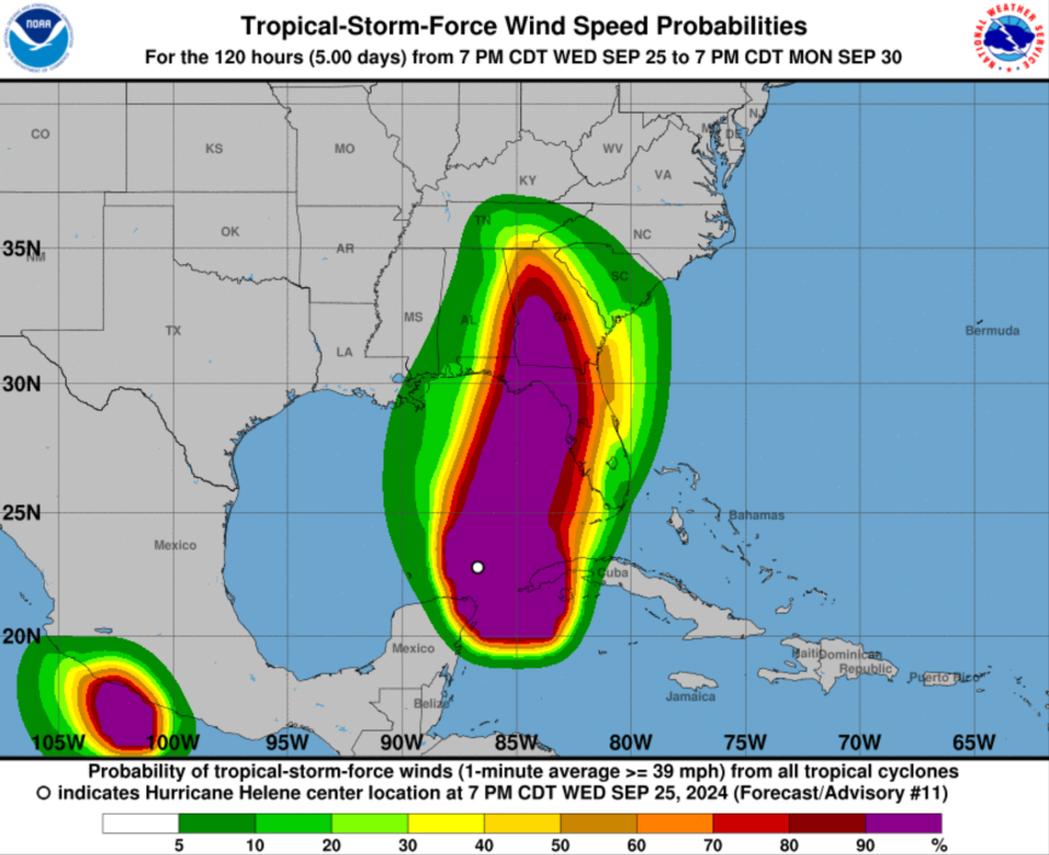 Florida’s Big Bend region is in the direct path of Hurricane Helene’s most brutal winds (National Hurricane Center)