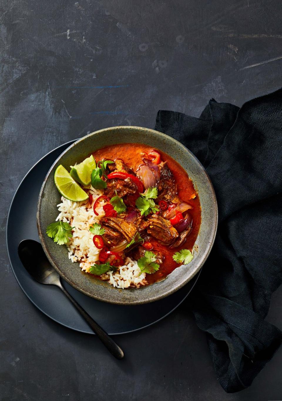 beef curry over white rice