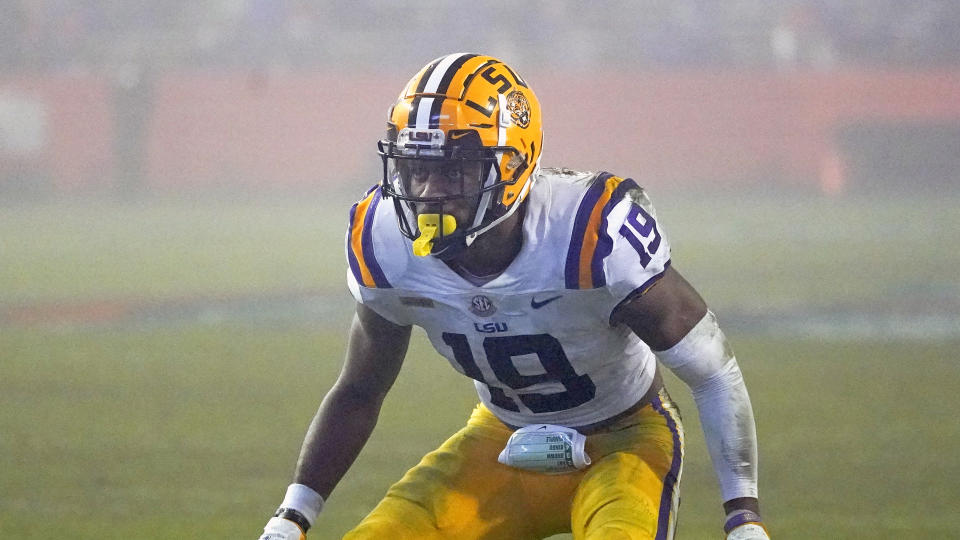 LSU linebacker Jabril Cox stepped in at the SEC level and had a strong 2020 season. (AP Photo/John Raoux)