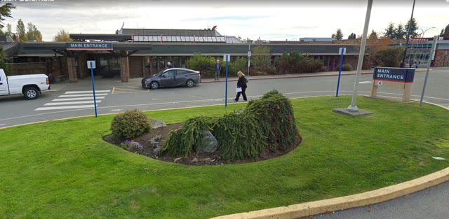 <p>Google Earth</p> Saanich Peninsula Hospital.