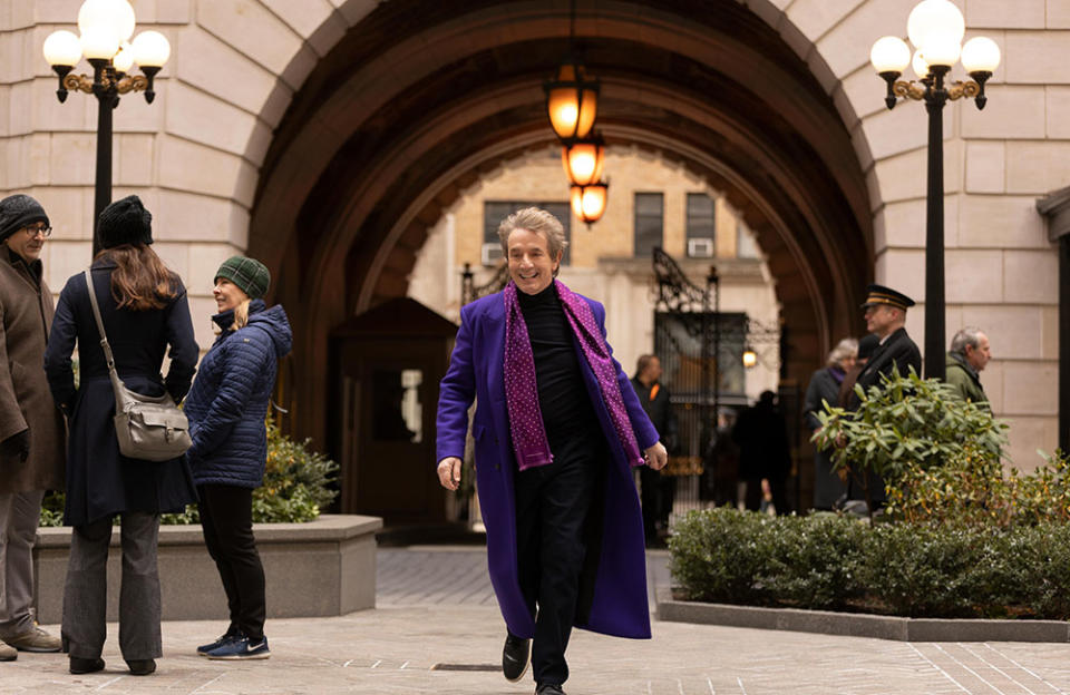 Martin Short outside The Belnord in NYC in ‘Only Murders In The Building’ - Credit: Courtesy of Craig Blankenhorn/Hulu