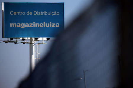 The logo of retail Magazine Luiza S.A. is seen at their logistics center in Louveira, Brazil April 24, 2018. REUTERS/Paulo Whitaker