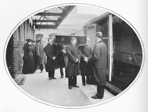 Coffins being loaded onto the train in 1903 - Credit: THE PRINT COLLECTOR