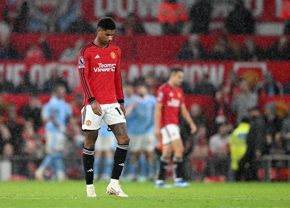 Rashford was taken off as United lost 3-0 to City at Old Trafford (Getty Images)