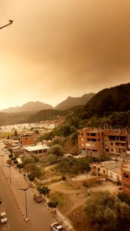 Smoke rises following a wildfire in Bejaia