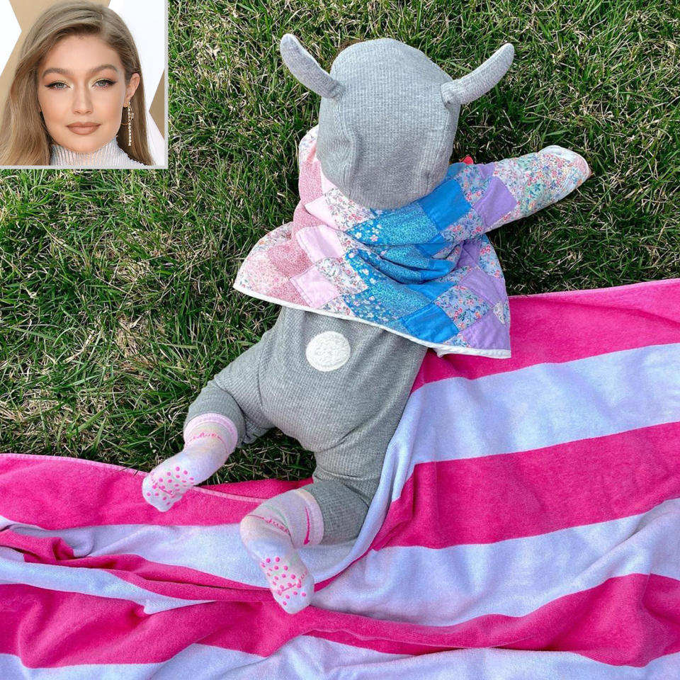 <p>Some bunny is having a hoppy Easter! Hadid <a href="https://www.instagram.com/p/CNQnXZOnFAQ/" rel="nofollow noopener" target="_blank" data-ylk="slk:dressed Khai in a sweet bunny onesie;elm:context_link;itc:0;sec:content-canvas" class="link ">dressed Khai in a sweet bunny onesie</a> for her first Easter celebration. </p>