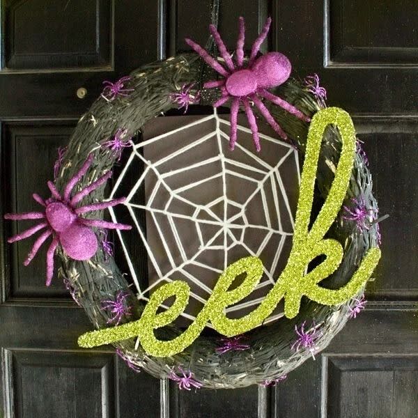 halloween wreaths glittery spider