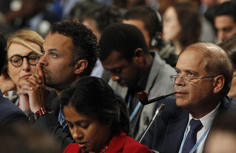 Participants attend the COP24 U.N. Climate Change Conference 2018 in Katowice, Poland, Thursday, Dec. 13, 2018. (AP Photo/Czarek Sokolowski)