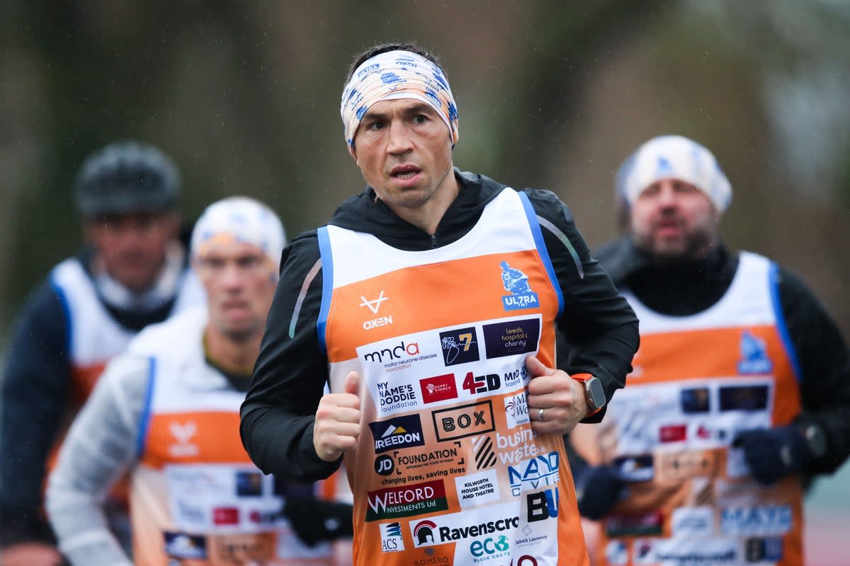 Kevin Sinfield ran from Stokesley to York in horrendous conditions (Isaac Parkin/PA) (PA Wire)