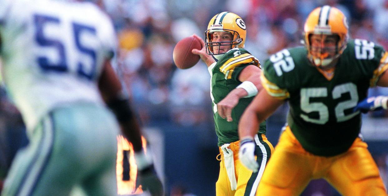 Brett Favre and the Green Bay Packers played the Dallas Cowboys in the playoffs three straight years (1993-95).