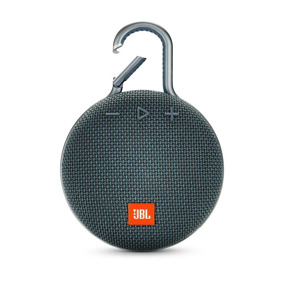 JBL green waterproof speaker with carabiner