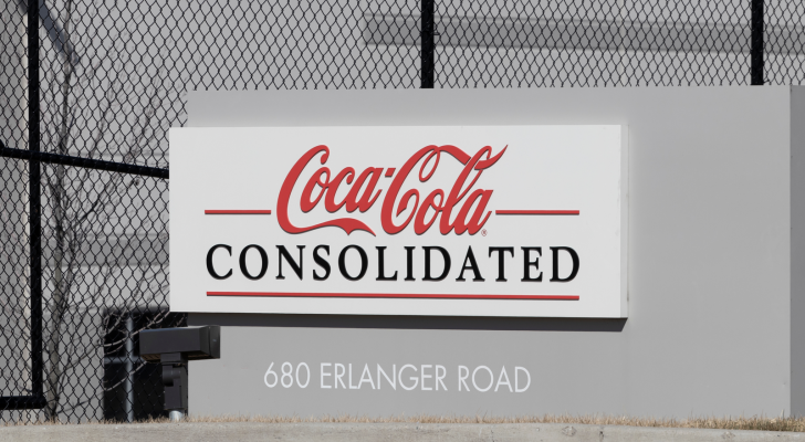 Coca-Cola Consolidated sign outside of their building. COKE Stock.