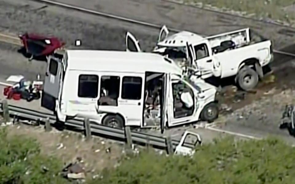 The group of senior adults from First Baptist Church of New Braunfels, Texas, was returning from a retreat when the crash occurred - Credit: AP