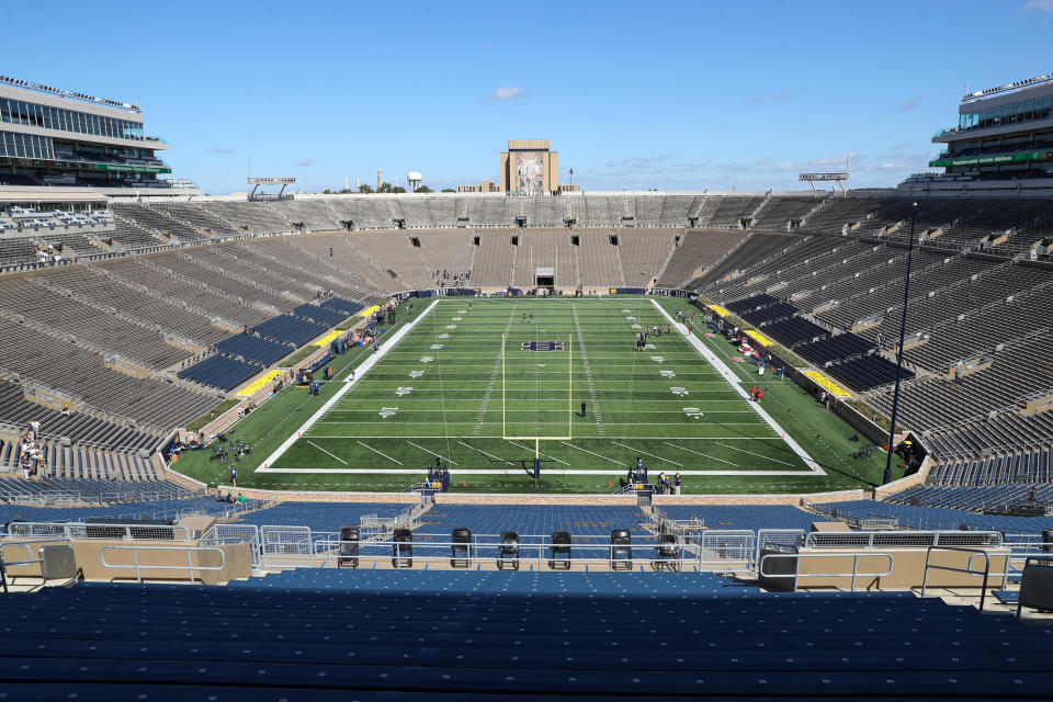 SOUTH BEND, IN - SEPTEMBER 14: A general view of Notre Dame Staduim prior to the college football game between the New Mexico Lobos and the Notre Dame Fighting Irish on September 14, 2019, at Notre Dame Stadium in South Bend, IN.(Photo by Frank Jansky/Icon Sportswire via Getty Images)