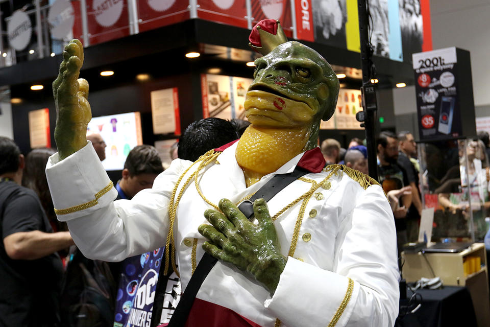 <p>The frog prince welcomes people at the CFX booth at Comic-Con International on July 19, 2018, in San Diego. (Photo: Angela Kim/Yahoo Entertainment) </p>