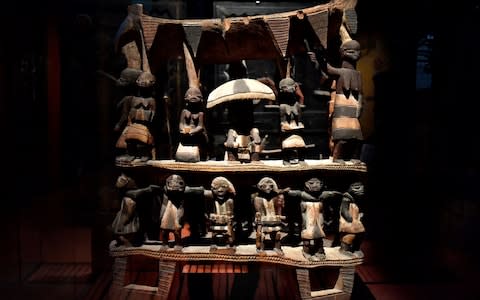 Royal Seat of the Kingdom of Dahomey, from the early 19th century, one of the artifacts Benin has asked France to return - Credit: GERARD JULIEN/AFP