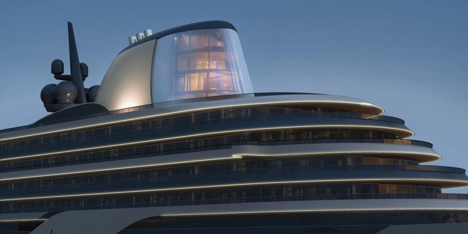 A rendering of the upcoming Four Seasons yacht-cruise ship