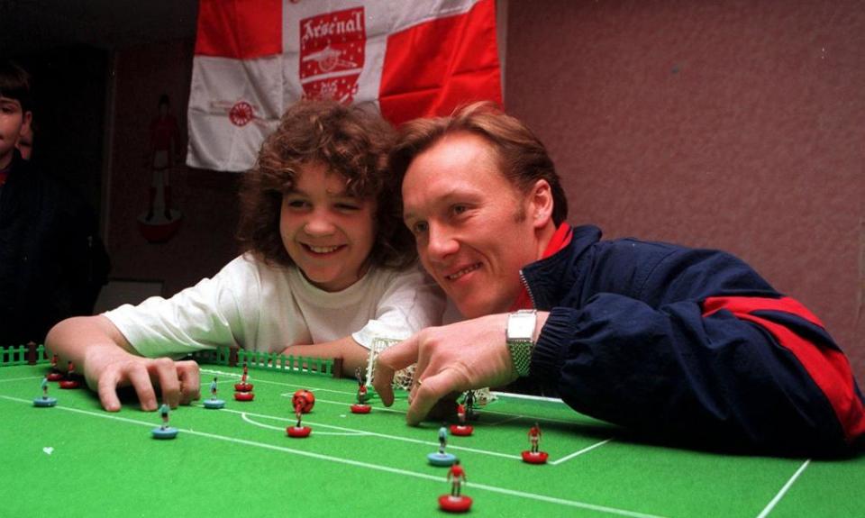 Sonny Pike with Arsenal’s Lee Dixon.