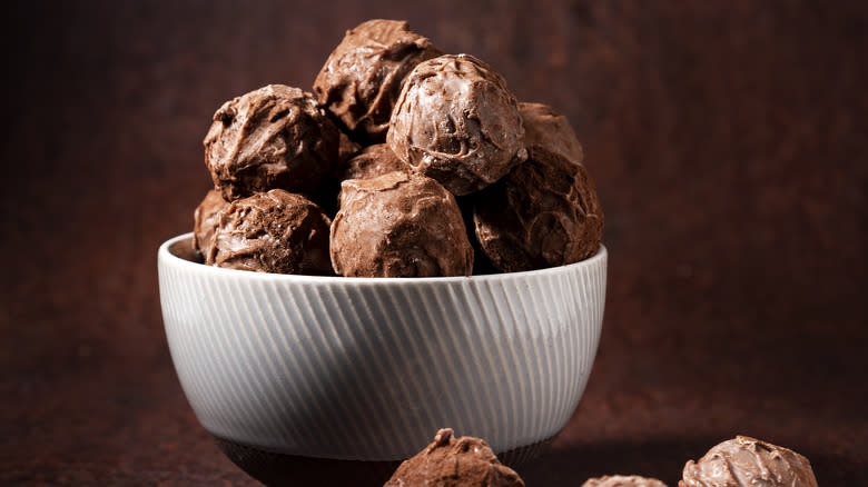 Chocolate truffles in a bowl