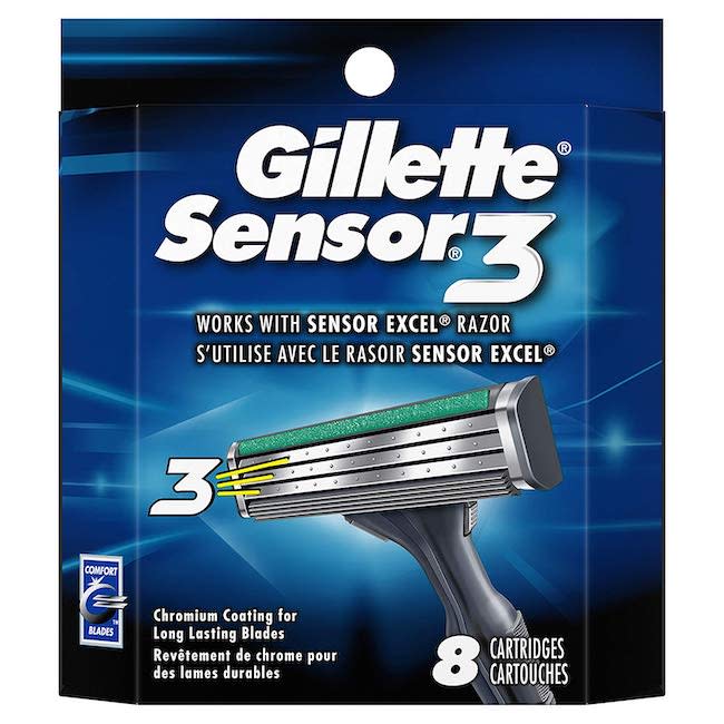 Gillette Sensor3 Men's Razor Blade Refills, 8 Count. (Photo: Amazon)