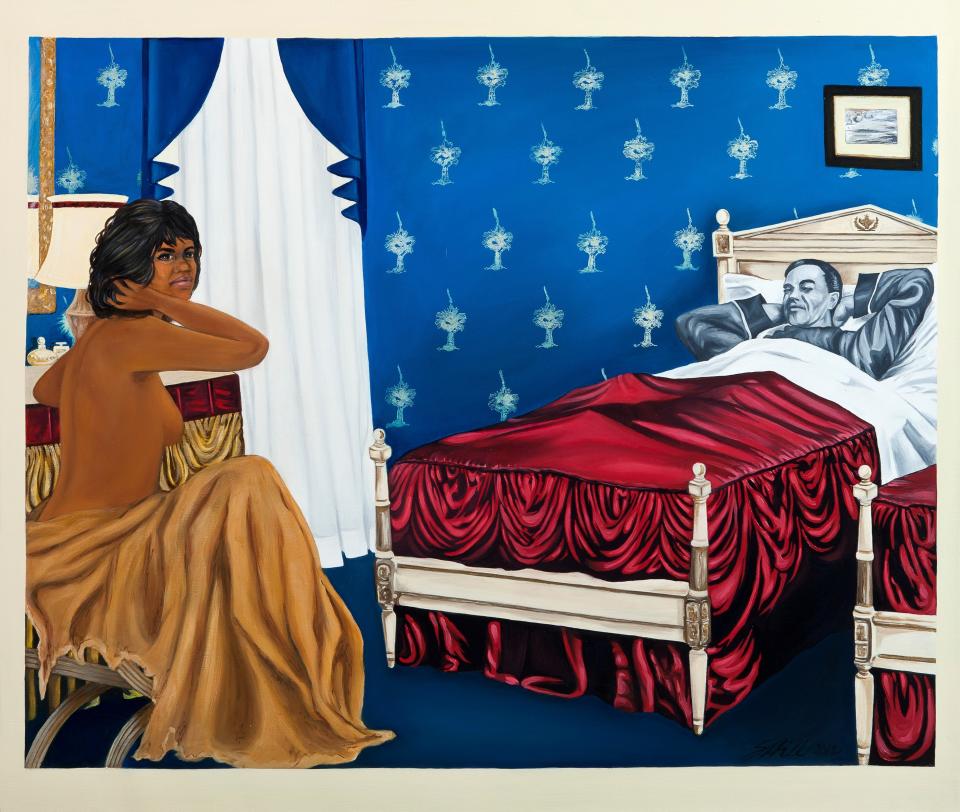 Sandra Hill  Home-maker #5 - The Bedroom 2012  oil on linen  76 x 91 cm  Courtesy of the artist and Mossenson Galleries, Perth 