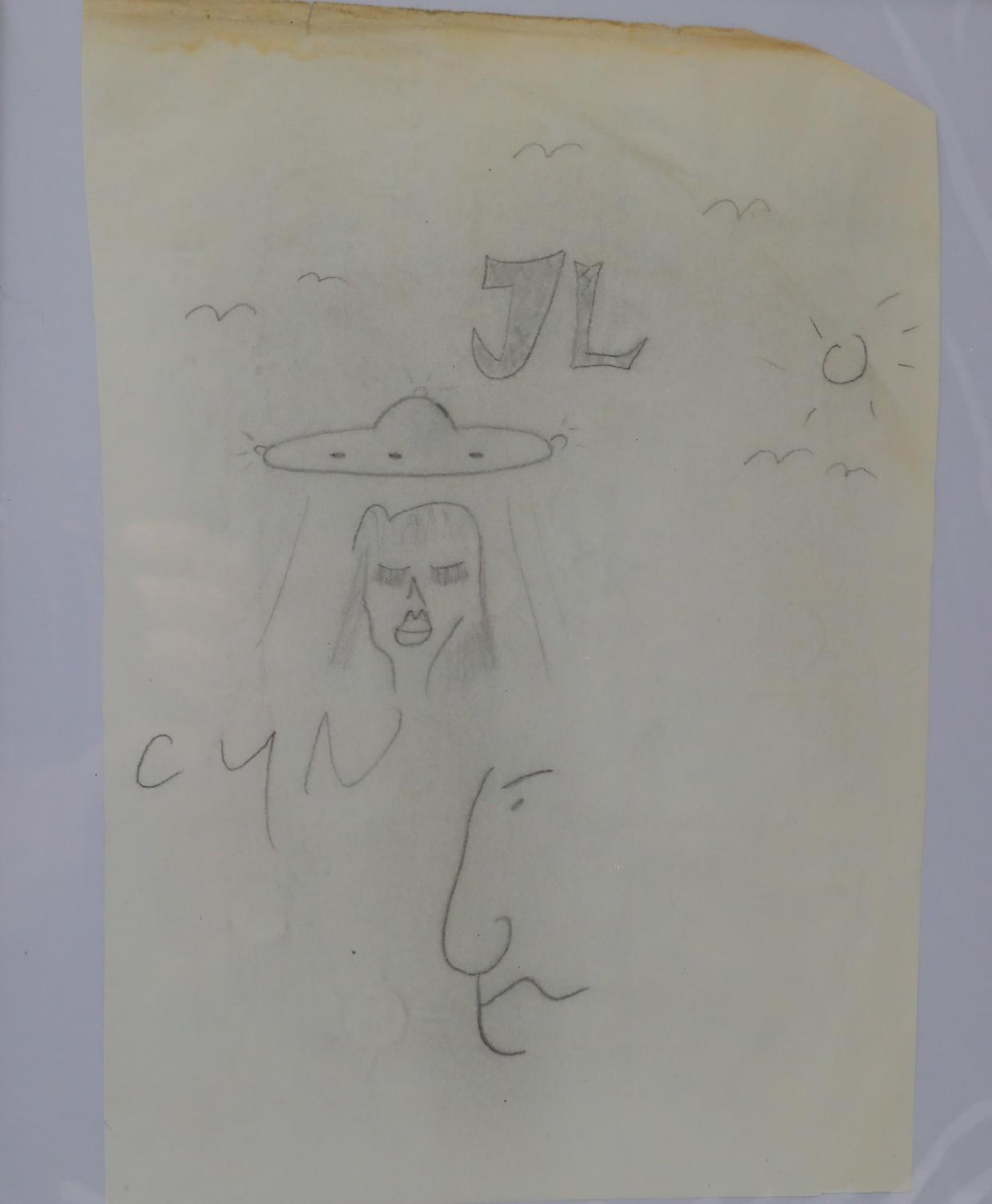 John Lennon drew this sketch of a UFO. (Photo: GWS Auctions)