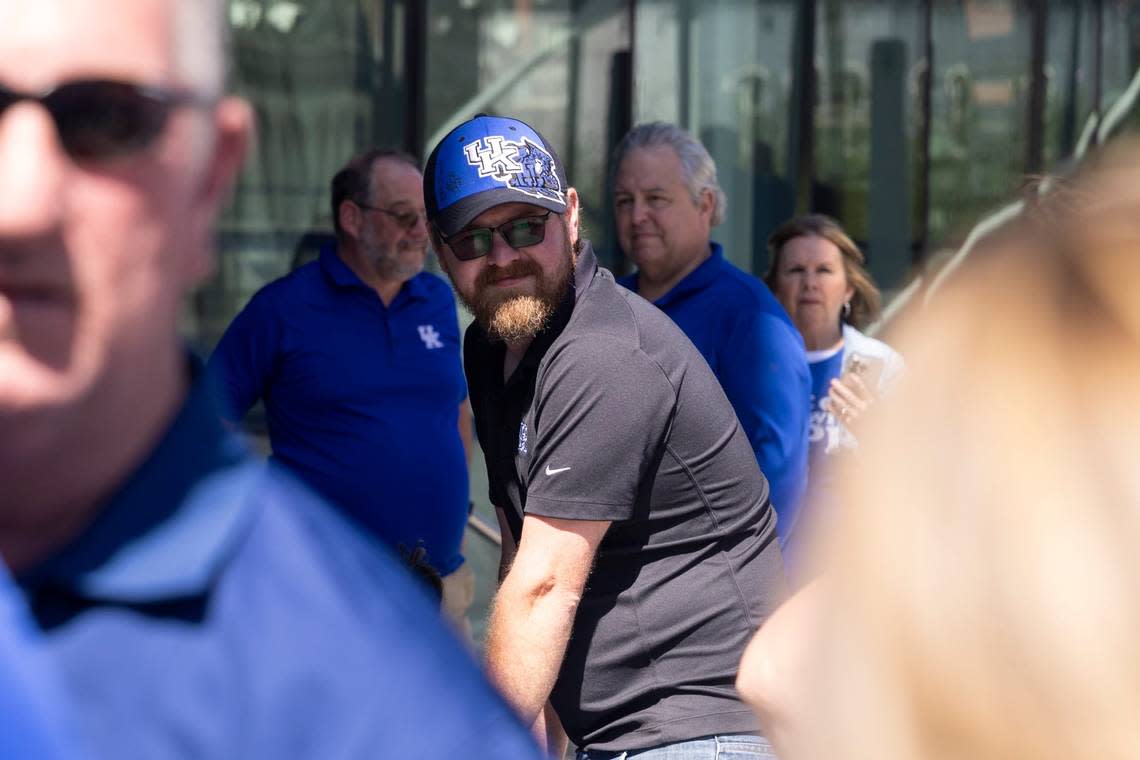 Kevin Wynn and his family were the first Kentucky fans to line up at Rupp Arena on Sunday morning, seven hours before doors opened for Mark Pope’s introductory press conference.