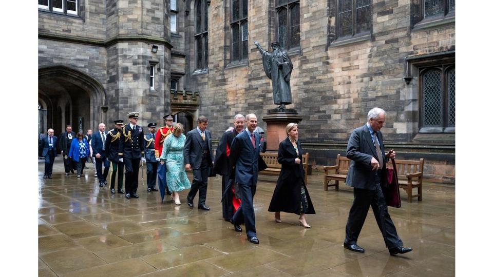 Duchess Sophie walking with people at General Assembly of the Church of Scotland 