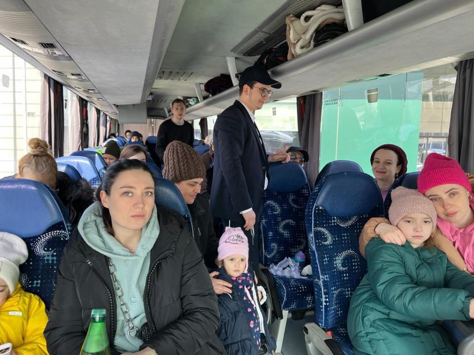 People on a bus in Ukraine