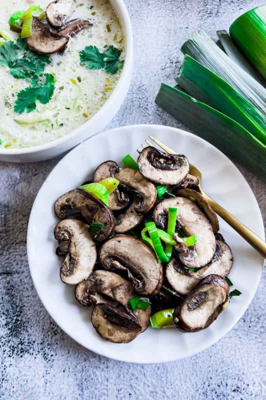 <p>Curious Flavors</p><p>This sauteed garlic mushrooms and leeks recipe is perfect for gravy, soup or stew. It is tender, juicy and packed with savory, earthy flavors. You can have it as a side dish and it is very delicious on its own.</p><p><strong>Get the recipe: <a href="https://curiousflavors.com/sauteed-garlic-mushrooms-and-leeks/" rel="nofollow noopener" target="_blank" data-ylk="slk:Sauteed Garlic Mushrooms and Leeks;elm:context_link;itc:0;sec:content-canvas" class="link "><em>Sauteed Garlic Mushrooms and Leeks</em></a></strong></p><p><strong>Related: <a href="https://parade.com/recipes/charred-vegetables-with-spiced-labneh" rel="nofollow noopener" target="_blank" data-ylk="slk:Charred Vegetables For Your Appetizers;elm:context_link;itc:0;sec:content-canvas" class="link ">Charred Vegetables For Your Appetizers</a></strong></p>