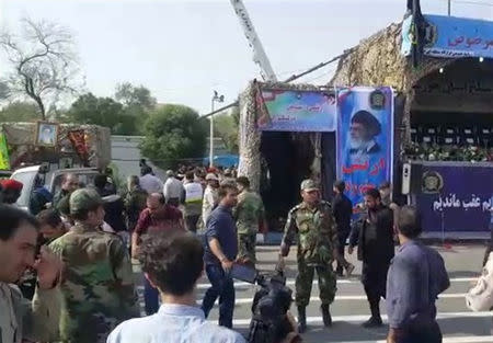 A general view of the attack during the military parade in Ahvaz, Iran September 22, 2018. Tasnim News Agency/via REUTERS